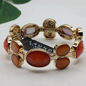 Laundry By Shelli Segal Gold and Orange Cabochon Bracelet NWT